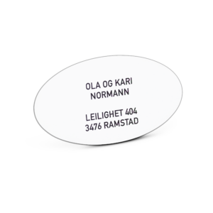 Postkasseskilt ovalt, hvit