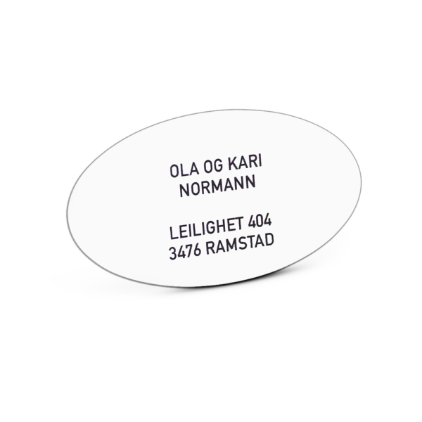 Postkasseskilt ovalt, hvit