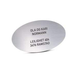 Postkasseskilt ovalt, sølv
