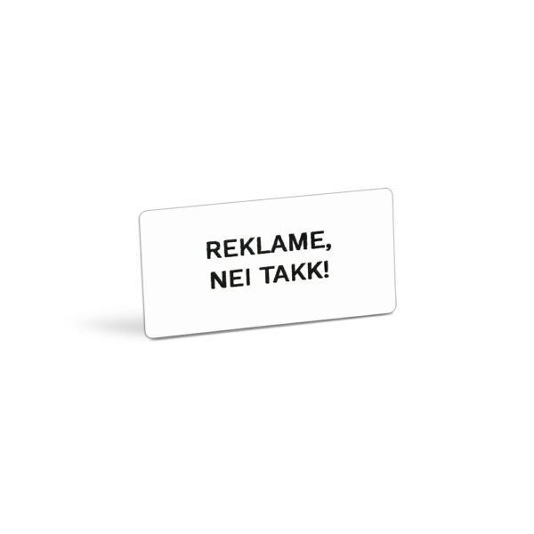 Nei til reklame skilt 49x29, Hvit