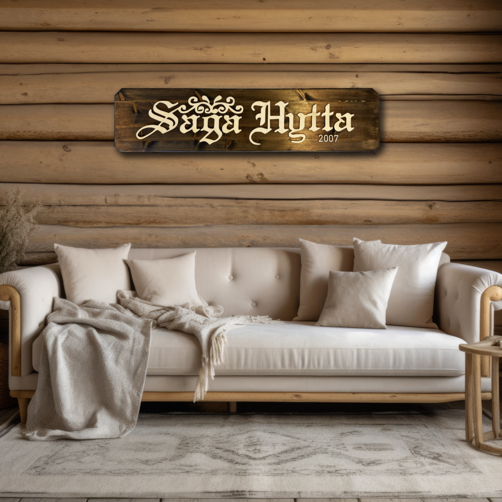 Innendørs skilt for hytte