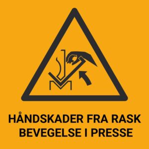 Håndskader fra rask bevegelse i presse – ISO 7010