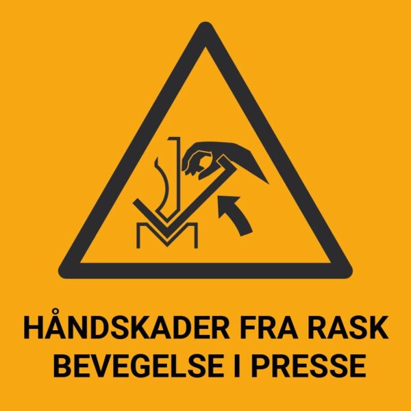 Håndskader fra rask bevegelse i presse – ISO 7010