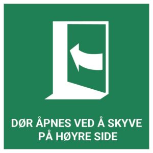Dør åpnes ved å skyve på høyre side – ISO 7010