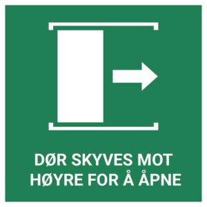Dør skyves mot høyre for å åpne – ISO 7010