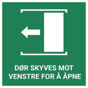 Dør skyves mot venstre for å åpne – ISO 7010