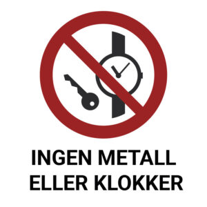 Ingen metall eller klokker – ISO 7010