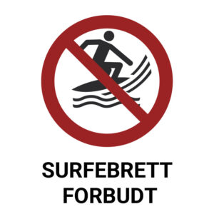 Surfebrett forbudt – ISO 7010