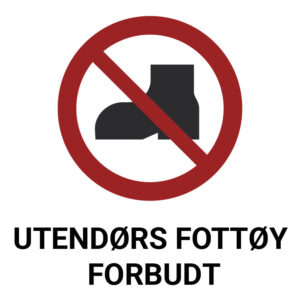 Utendørs fottøy forbudt – ISO 7010