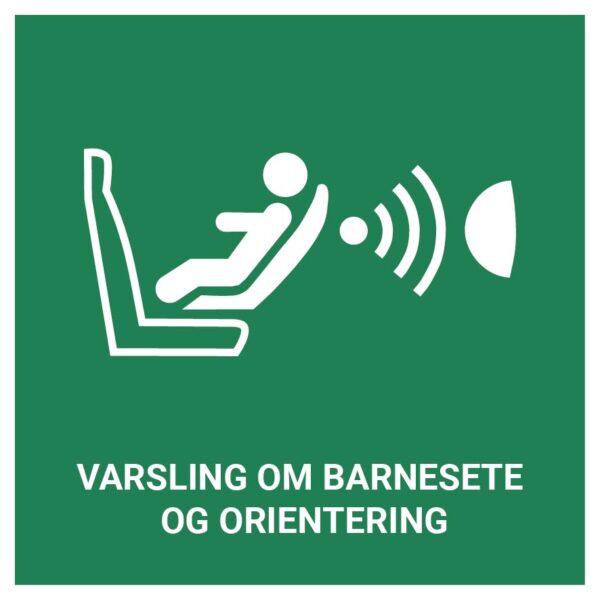 Varsling om barnesete og orientering – ISO 7010